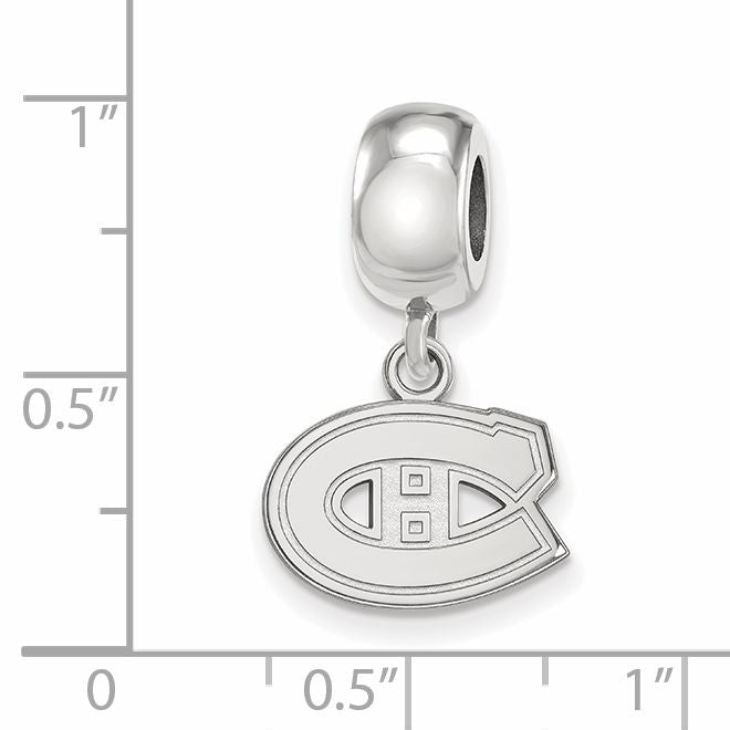 Sterling Silver Rhodium-plated NHL LogoArt Montreal Canadiens Extra Small Dangle Bead Charm