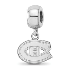 Sterling Silver Rhodium-plated NHL LogoArt Montreal Canadiens Extra Small Dangle Bead Charm