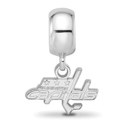 Sterling Silver Rhodium-plated NHL LogoArt Washington Capitals Extra Small Dangle Bead Charm