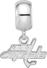 Sterling Silver Rhodium-plated NHL LogoArt Washington Capitals Extra Small Dangle Bead Charm