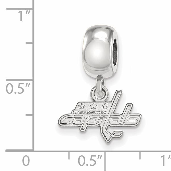 Sterling Silver Rhodium-plated NHL LogoArt Washington Capitals Extra Small Dangle Bead Charm