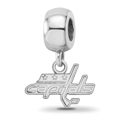 Sterling Silver Rhodium-plated NHL LogoArt Washington Capitals Extra Small Dangle Bead Charm