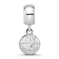 Sterling Silver Rhodium-plated NHL LogoArt New York Islanders Extra Small Dangle Bead Charm