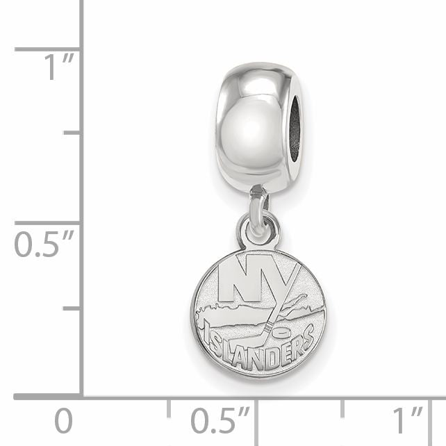 Sterling Silver Rhodium-plated NHL LogoArt New York Islanders Extra Small Dangle Bead Charm