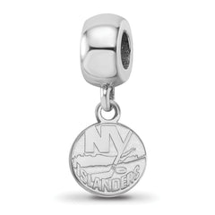 Sterling Silver Rhodium-plated NHL LogoArt New York Islanders Extra Small Dangle Bead Charm