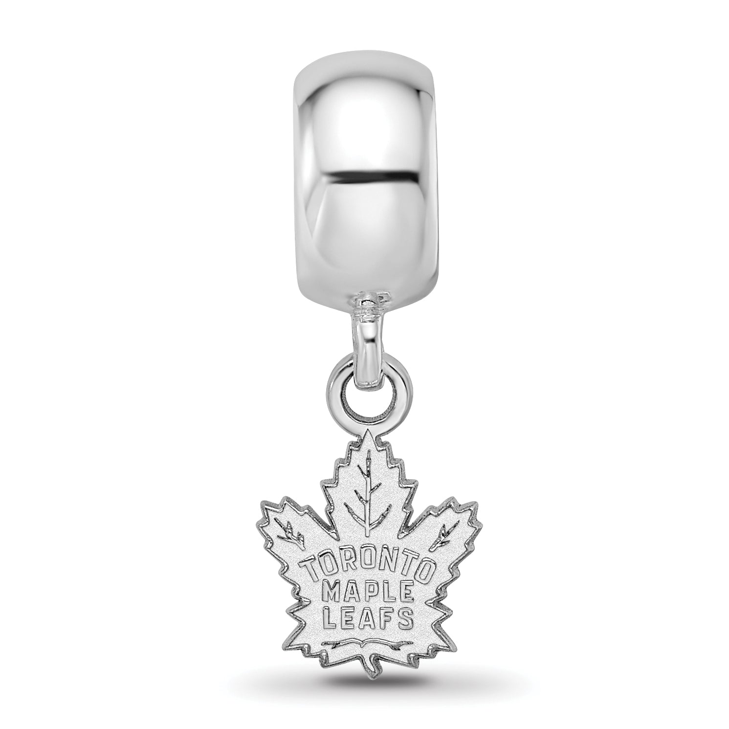 Sterling Silver Rhodium-plated NHL LogoArt Toronto Maple Leafs Extra Small Dangle Bead Charm