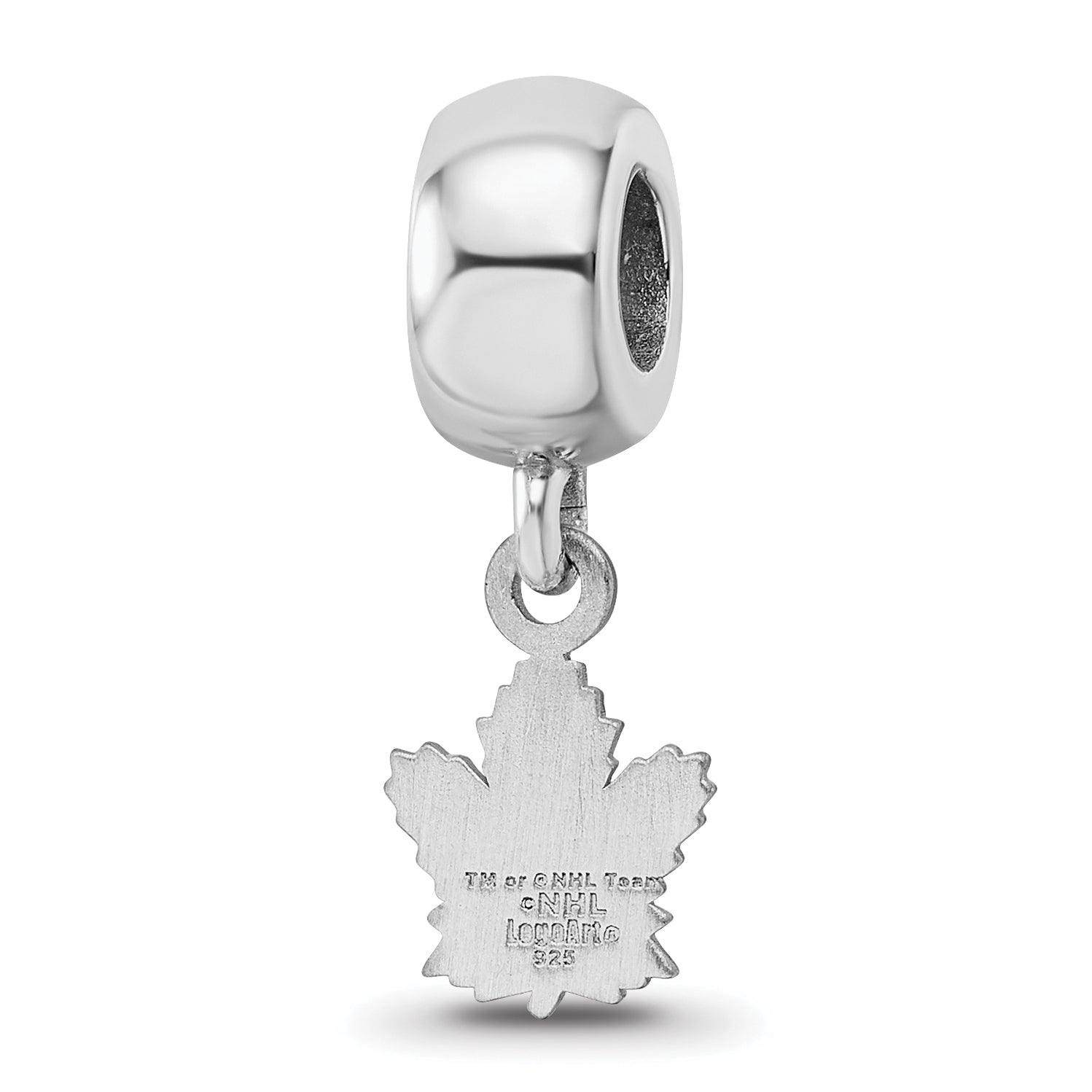 Sterling Silver Rhodium-plated NHL LogoArt Toronto Maple Leafs Extra Small Dangle Bead Charm