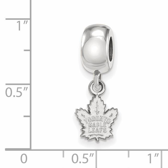 Sterling Silver Rhodium-plated NHL LogoArt Toronto Maple Leafs Extra Small Dangle Bead Charm