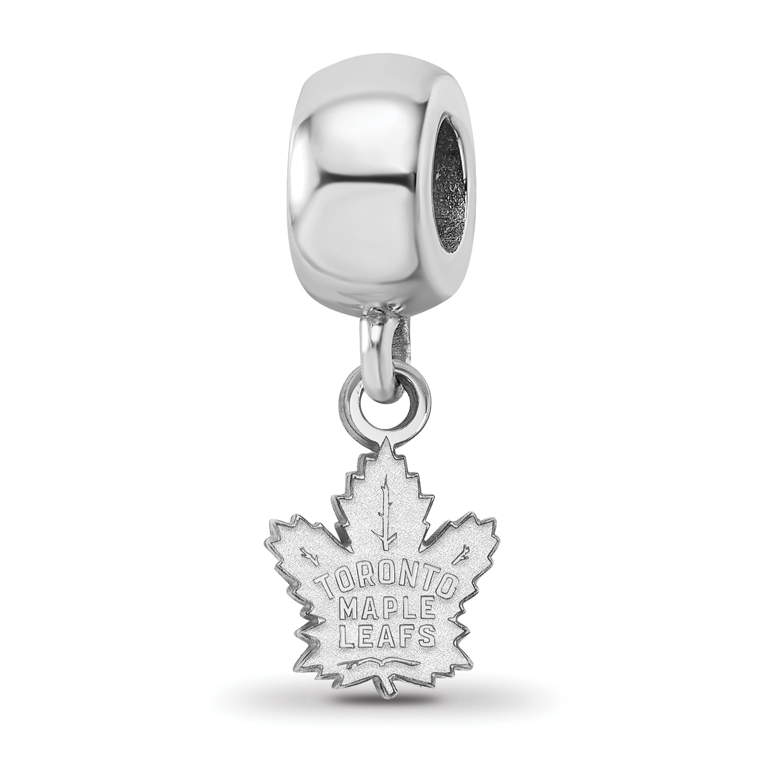 Sterling Silver Rhodium-plated NHL LogoArt Toronto Maple Leafs Extra Small Dangle Bead Charm