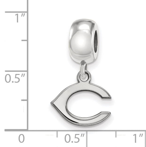 Sterling Silver Rhodium-plated MLB LogoArt Cincinnati Reds Letter C Extra Small Dangle Bead