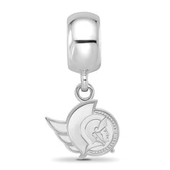 Sterling Silver Rhodium-plated NHL LogoArt Ottawa Senators Extra Small Dangle Bead Charm