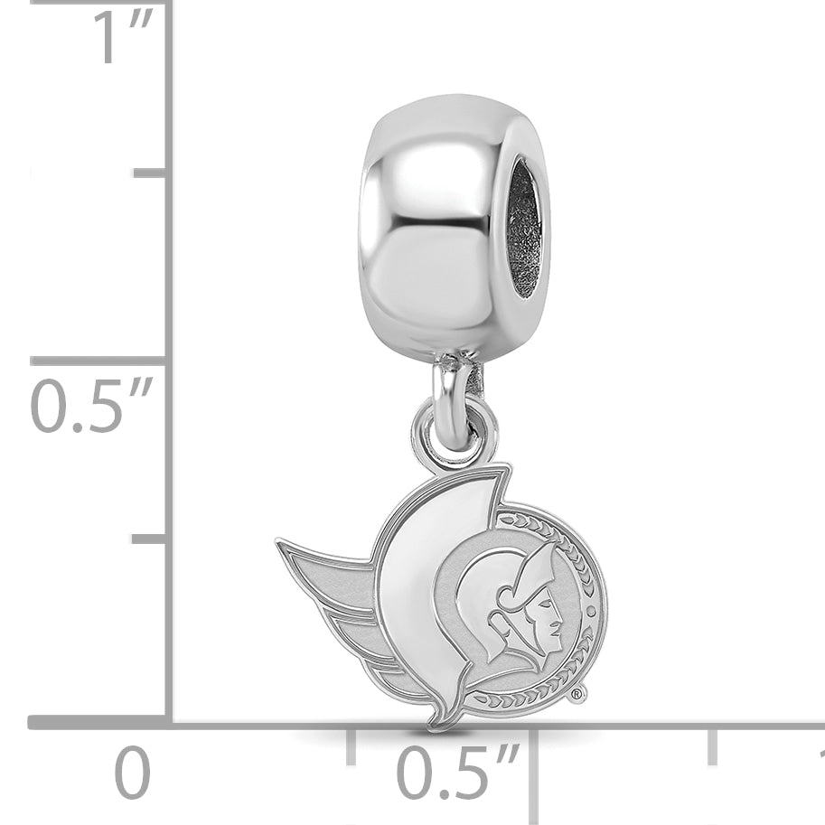 Sterling Silver Rhodium-plated NHL LogoArt Ottawa Senators Extra Small Dangle Bead Charm