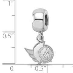 Sterling Silver Rhodium-plated NHL LogoArt Ottawa Senators Extra Small Dangle Bead Charm