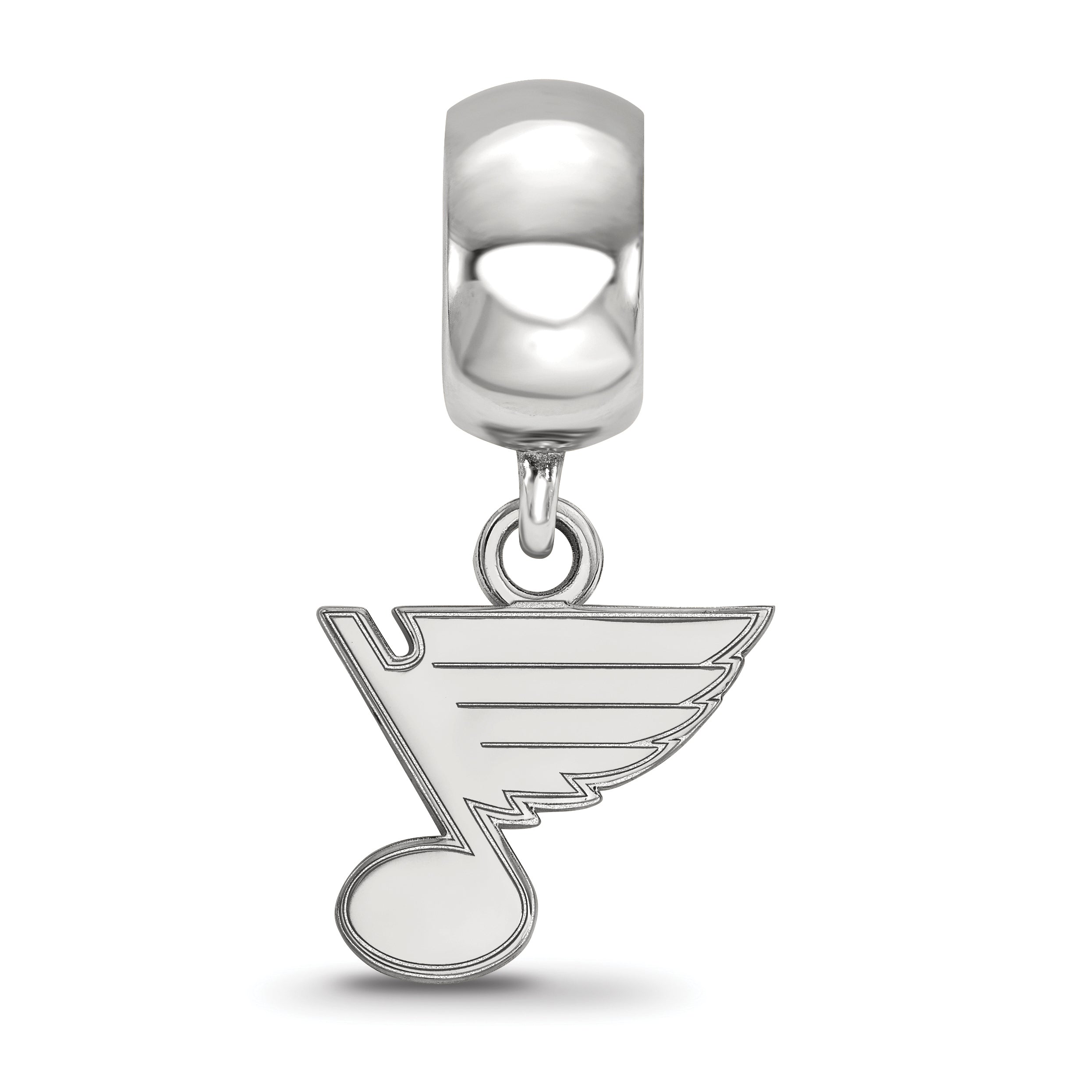 Sterling Silver Rhodium-plated NHL LogoArt St. Louis Blues Extra Small Dangle Bead Charm