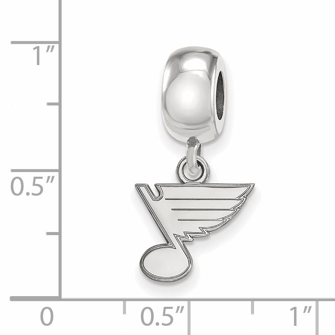 Sterling Silver Rhodium-plated NHL LogoArt St. Louis Blues Extra Small Dangle Bead Charm