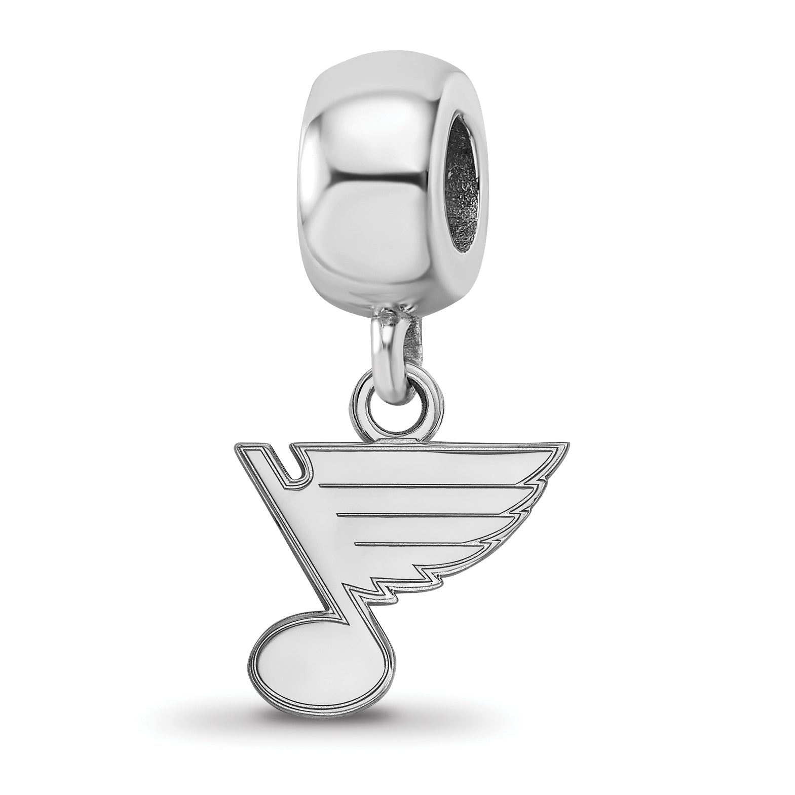 Sterling Silver Rhodium-plated NHL LogoArt St. Louis Blues Extra Small Dangle Bead Charm