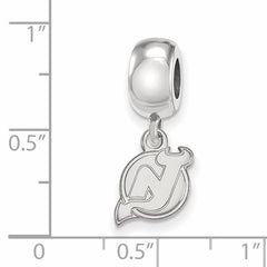 Sterling Silver Rhodium-plated NHL LogoArt New Jersey Devils Extra Small Dangle Bead Charm