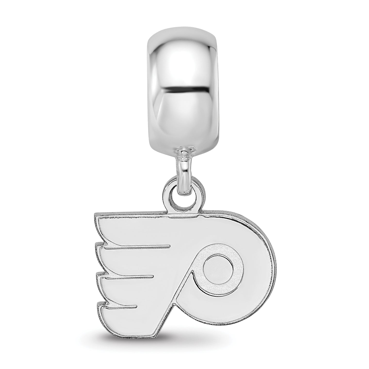 Sterling Silver Rhodium-plated NHL LogoArt Philadelphia Flyers Extra Small Dangle Bead Charm