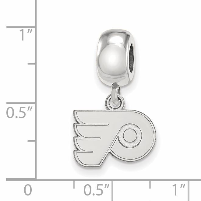 Sterling Silver Rhodium-plated NHL LogoArt Philadelphia Flyers Extra Small Dangle Bead Charm