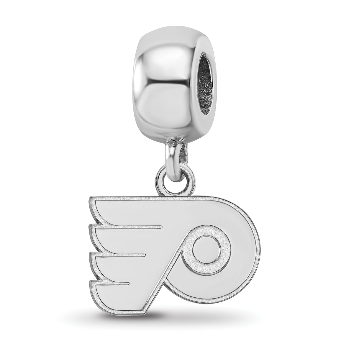 Sterling Silver Rhodium-plated NHL LogoArt Philadelphia Flyers Extra Small Dangle Bead Charm