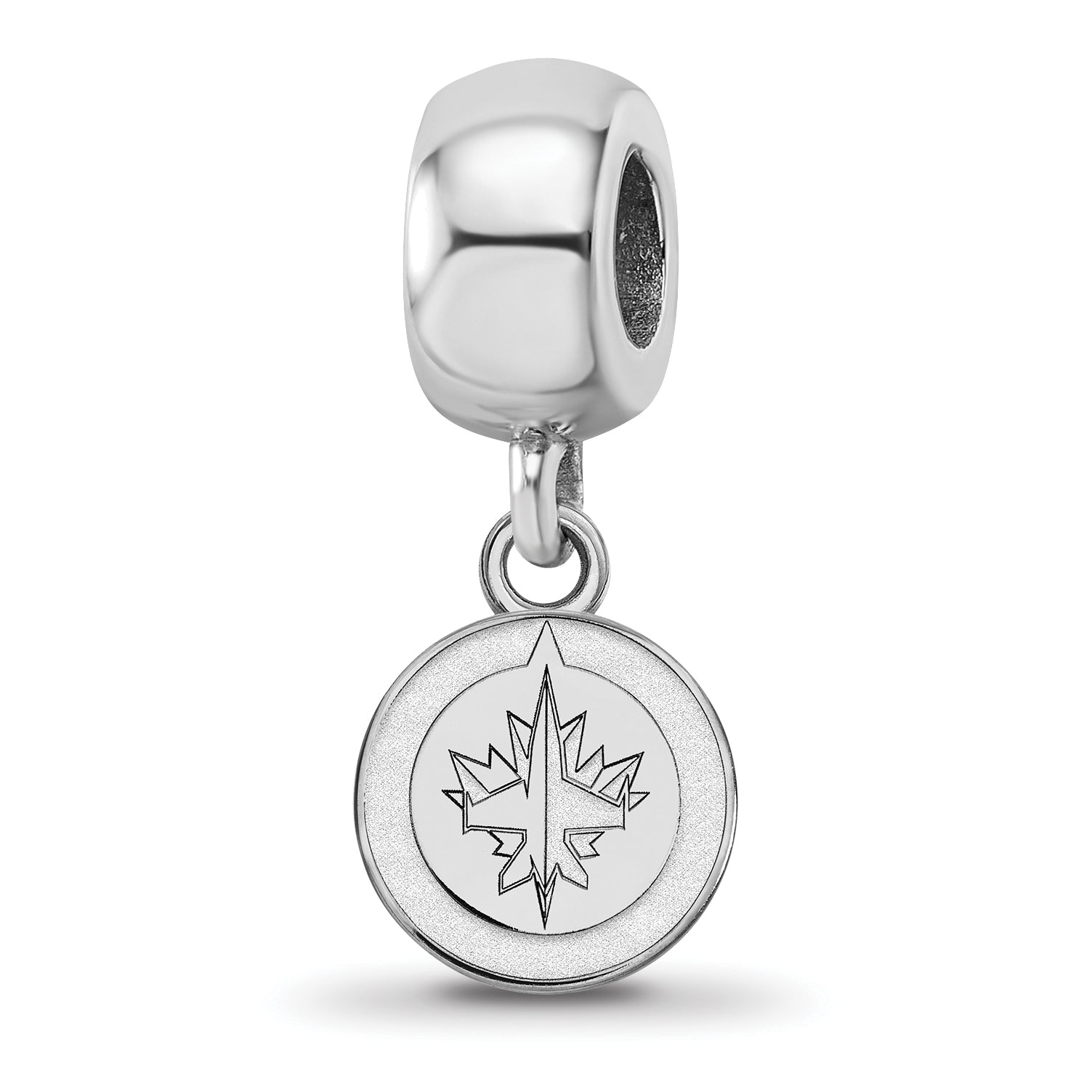 Sterling Silver Rhodium-plated NHL LogoArt Winnipeg Jets Extra Small Dangle Bead Charm