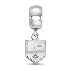 Sterling Silver Rhodium-plated NHL LogoArt Los Angeles Kings Extra Small Dangle Bead