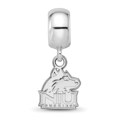 Sterling Silver Rhodium-plated LogoArt Northern Illinois University N-I-U Huskies Extra Small Dangle Bead Charm