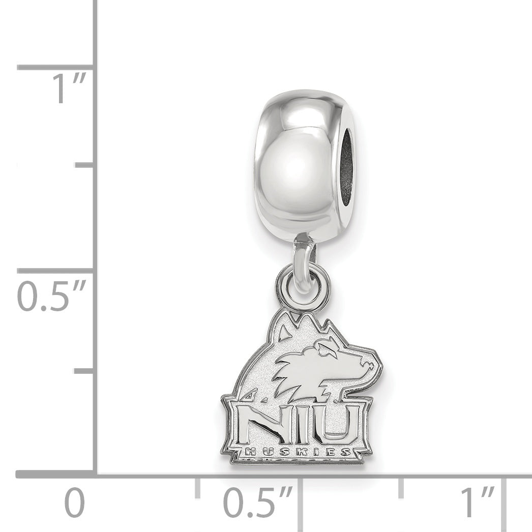 Sterling Silver Rhodium-plated LogoArt Northern Illinois University N-I-U Huskies Extra Small Dangle Bead Charm