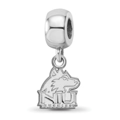 Sterling Silver Rhodium-plated LogoArt Northern Illinois University N-I-U Huskies Extra Small Dangle Bead Charm