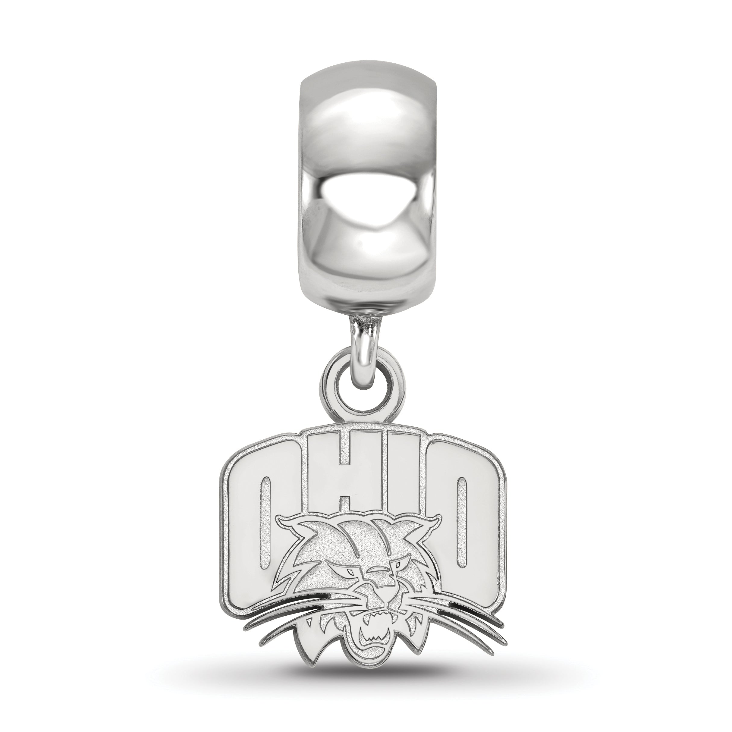 Sterling Silver Rhodium-plated LogoArt Ohio University Extra Small Dangle Bead Charm