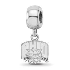 Sterling Silver Rhodium-plated LogoArt Ohio University Extra Small Dangle Bead Charm