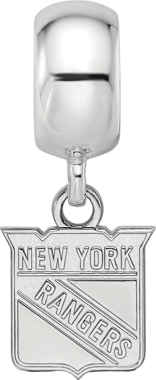 Sterling Silver Rhodium-plated NHL LogoArt New York Rangers Extra Small Dangle Bead Charm