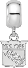 Sterling Silver Rhodium-plated NHL LogoArt New York Rangers Extra Small Dangle Bead Charm