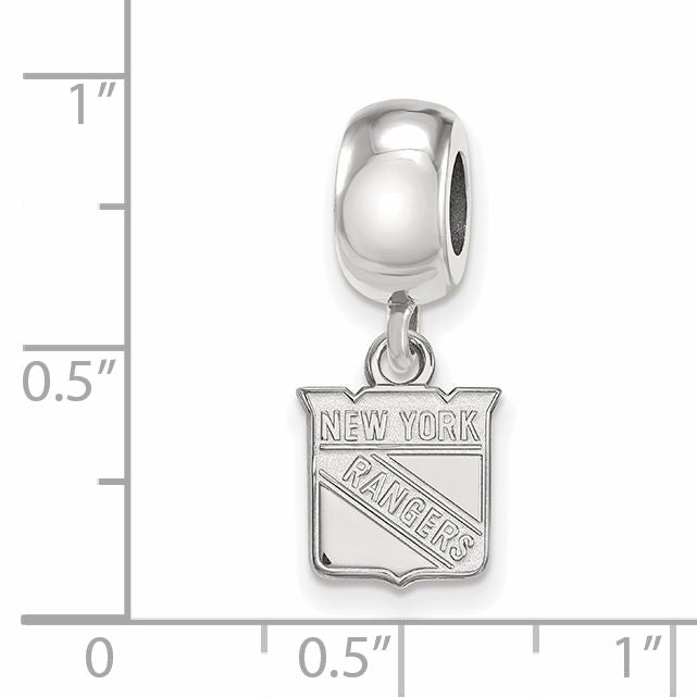 Sterling Silver Rhodium-plated NHL LogoArt New York Rangers Extra Small Dangle Bead Charm