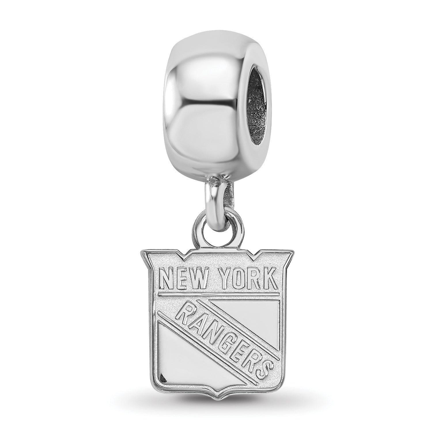 Sterling Silver Rhodium-plated NHL LogoArt New York Rangers Extra Small Dangle Bead Charm