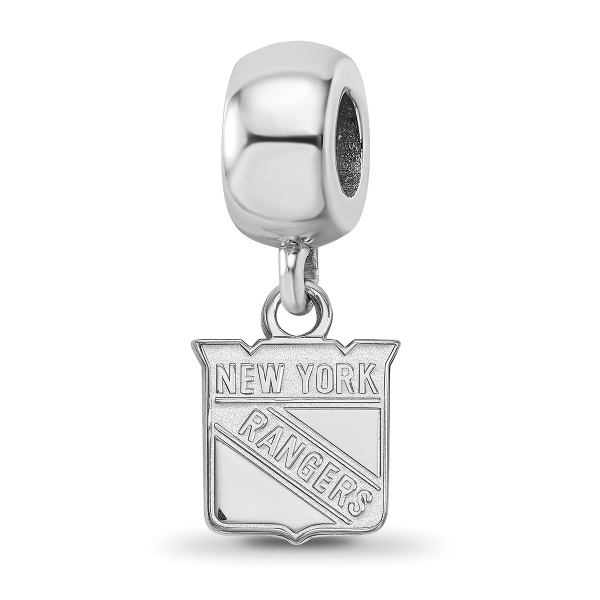 Sterling Silver Rhodium-plated NHL LogoArt New York Rangers Extra Small Dangle Bead Charm