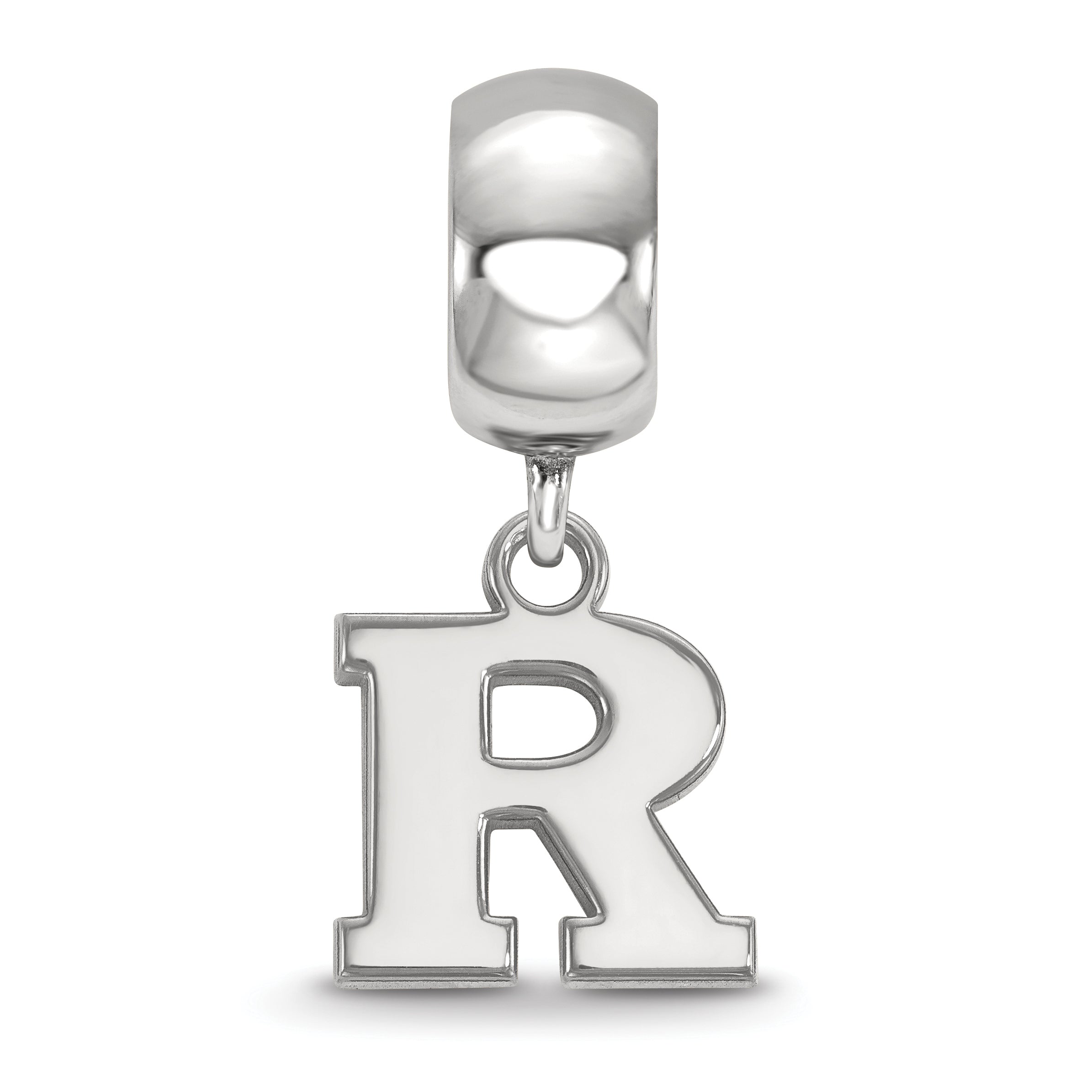 Sterling Silver Rhodium-plated LogoArt Rutgers University Letter R Extra Small Dangle Bead Charm