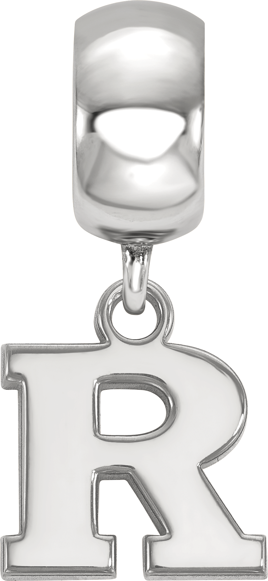 Sterling Silver Rhodium-plated LogoArt Rutgers University Letter R Extra Small Dangle Bead Charm