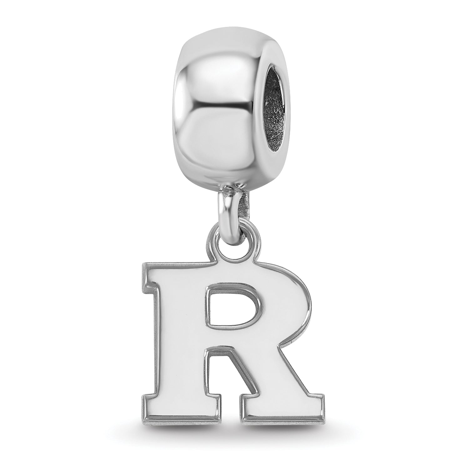 Sterling Silver Rhodium-plated LogoArt Rutgers University Letter R Extra Small Dangle Bead Charm