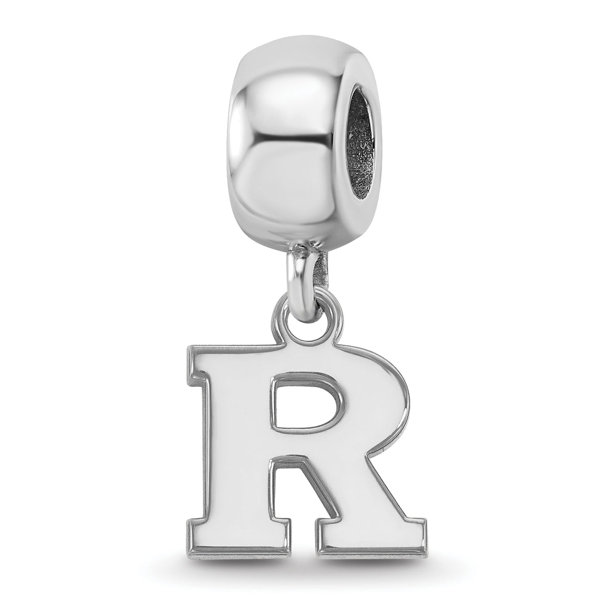 Sterling Silver Rhodium-plated LogoArt Rutgers University Letter R Extra Small Dangle Bead Charm