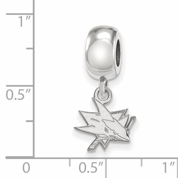 Sterling Silver Rhodium-plated NHL LogoArt San Jose Sharks Extra Small Dangle Bead Charm