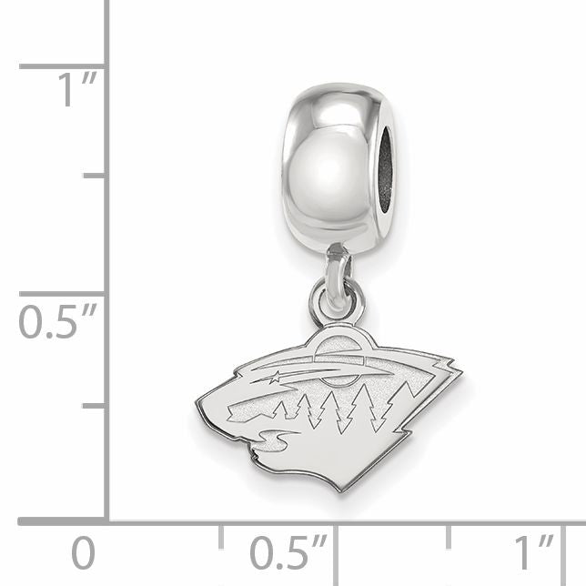 Sterling Silver Rhodium-plated NHL LogoArt Minnesota Wild Extra Small Dangle Bead