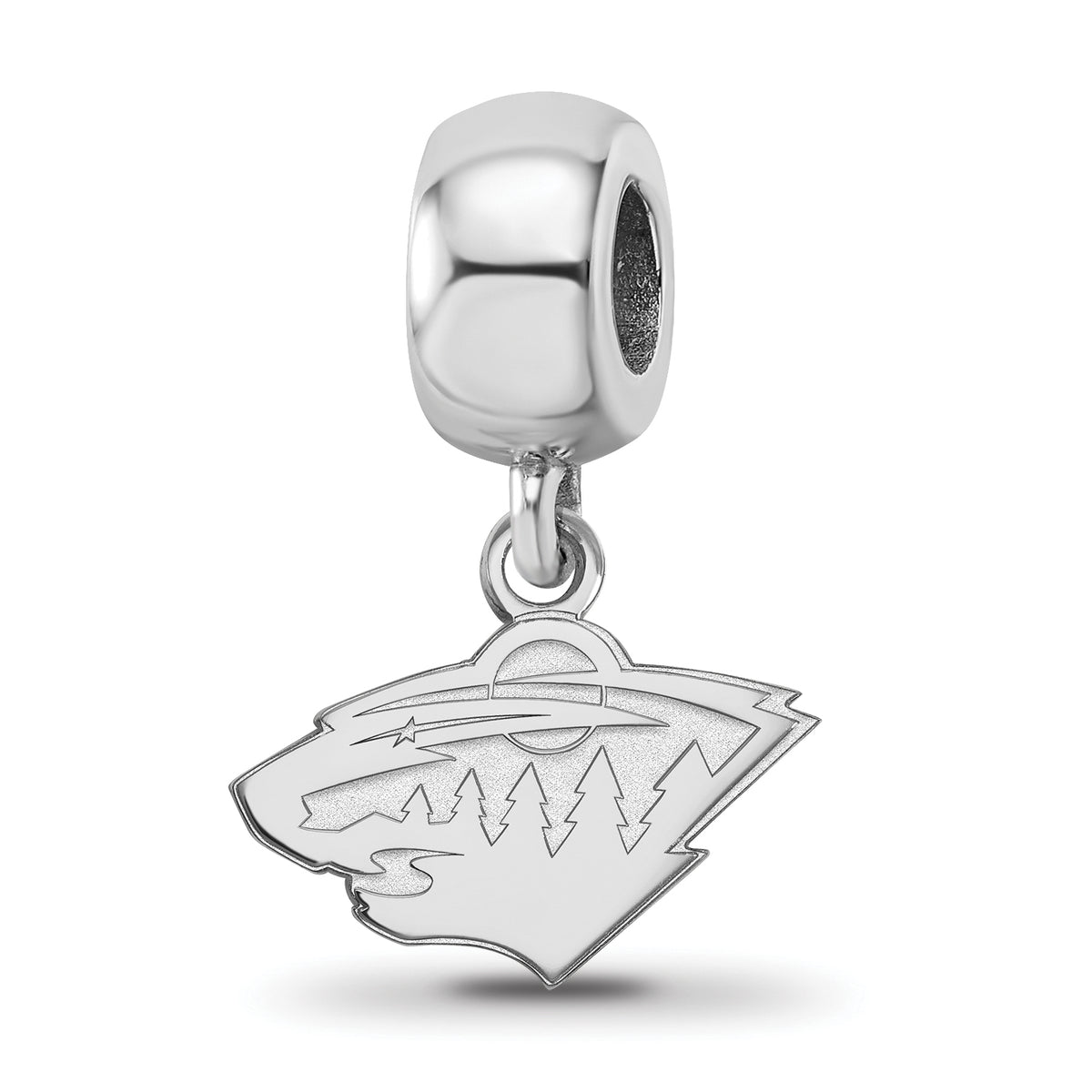 Sterling Silver Rhodium-plated NHL LogoArt Minnesota Wild Extra Small Dangle Bead