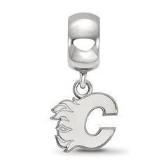 Sterling Silver Rhodium-plated NHL LogoArt Calgary Flames Letter C Extra Small Dangle Bead