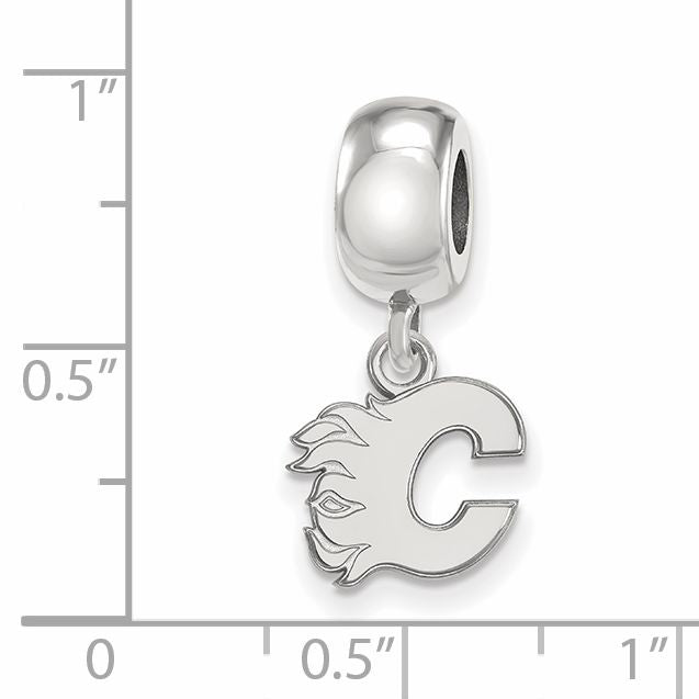 Sterling Silver Rhodium-plated NHL LogoArt Calgary Flames Letter C Extra Small Dangle Bead