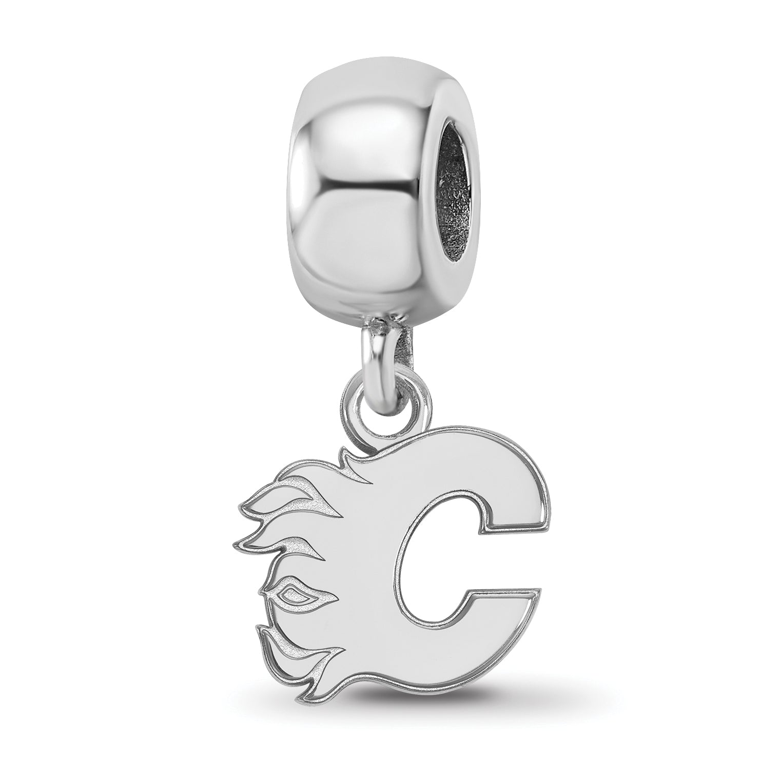 Sterling Silver Rhodium-plated NHL LogoArt Calgary Flames Letter C Extra Small Dangle Bead