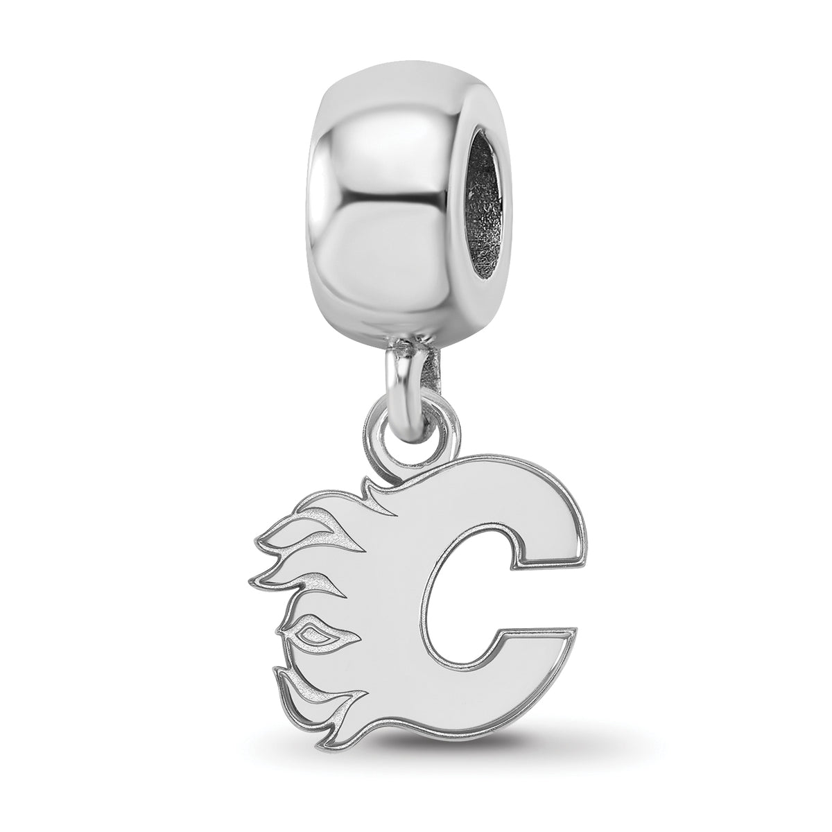 Sterling Silver Rhodium-plated NHL LogoArt Calgary Flames Letter C Extra Small Dangle Bead