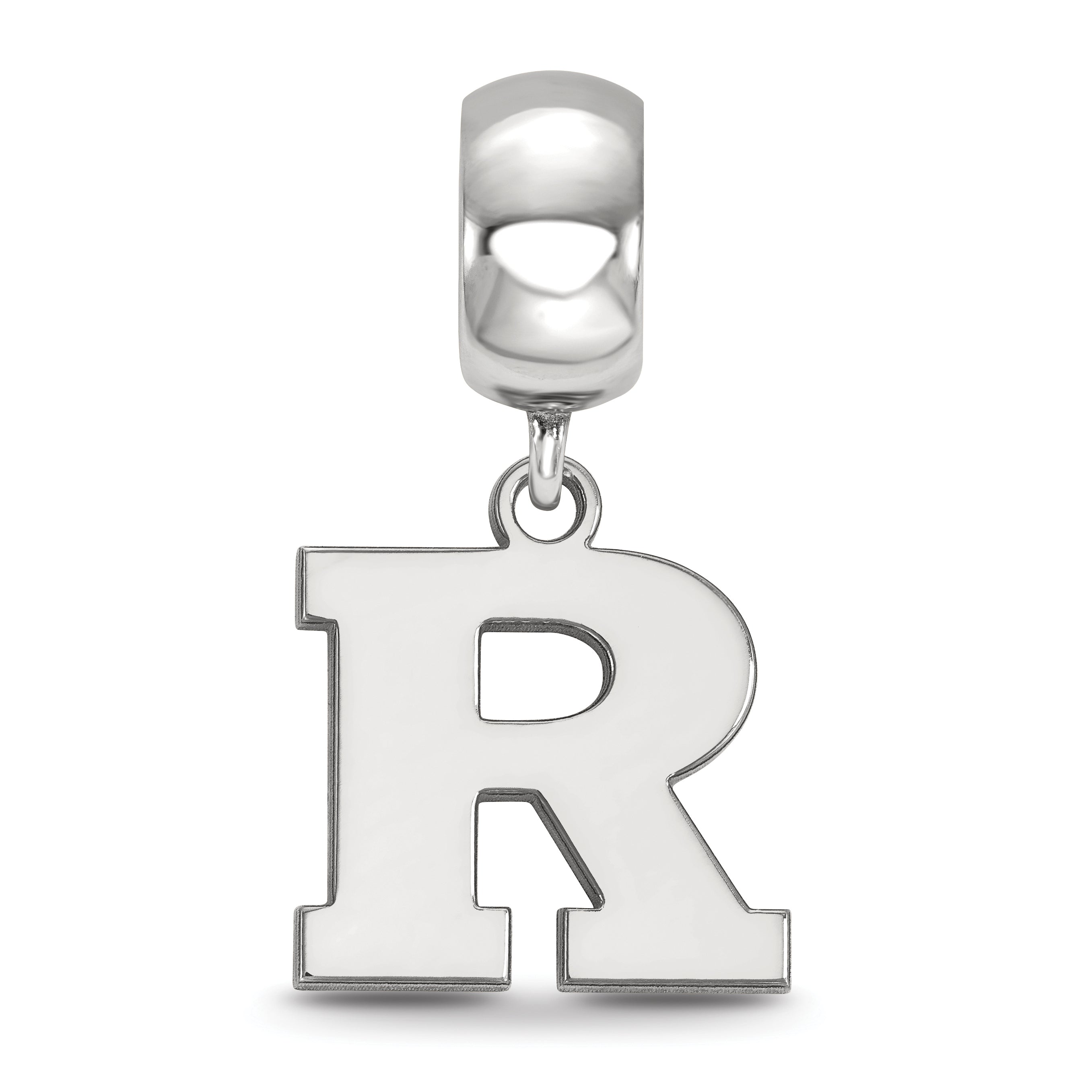 Sterling Silver Rhodium-plated LogoArt Rutgers University Letter R Small Dangle Bead Charm