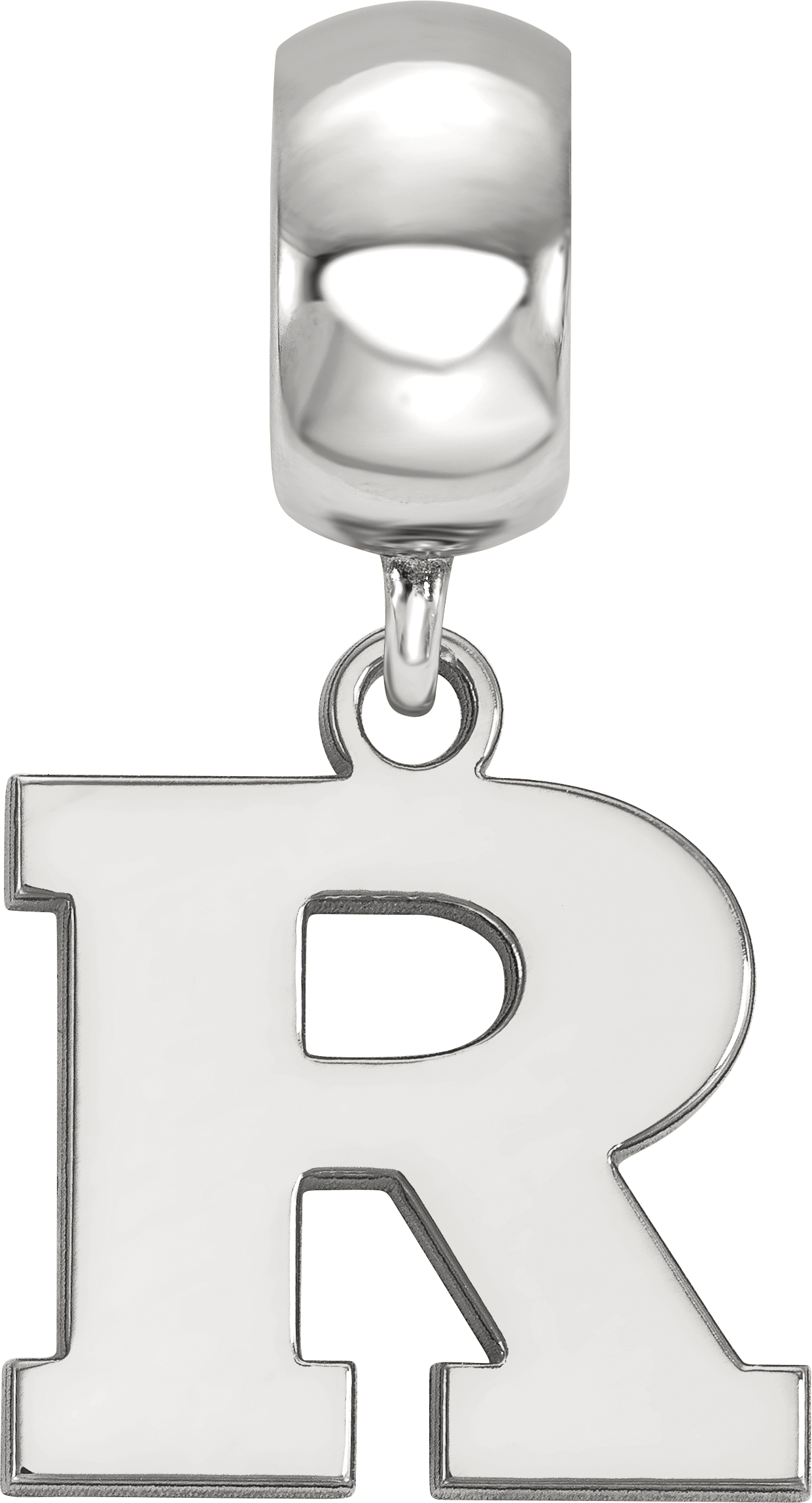 Sterling Silver Rhodium-plated LogoArt Rutgers University Letter R Small Dangle Bead Charm