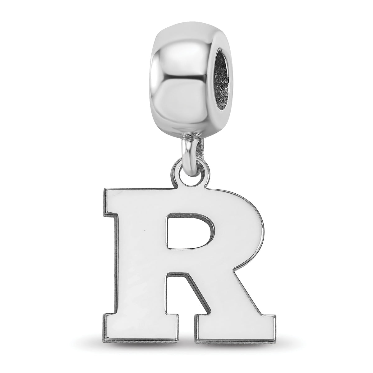 Sterling Silver Rhodium-plated LogoArt Rutgers University Letter R Small Dangle Bead Charm